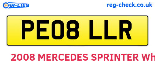 PE08LLR are the vehicle registration plates.