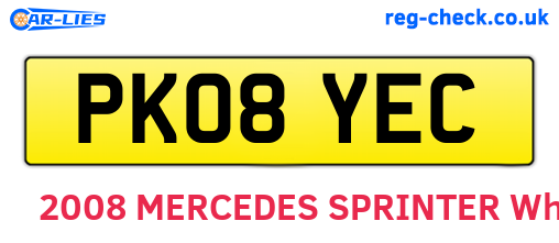 PK08YEC are the vehicle registration plates.