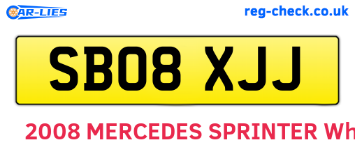 SB08XJJ are the vehicle registration plates.