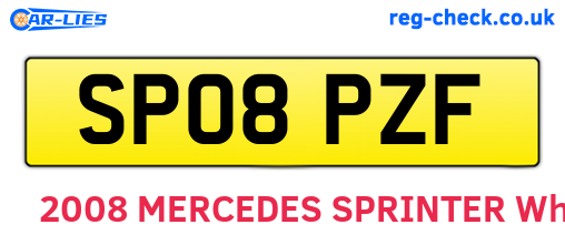 SP08PZF are the vehicle registration plates.