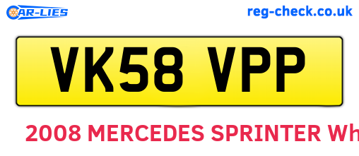 VK58VPP are the vehicle registration plates.