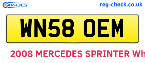 WN58OEM are the vehicle registration plates.
