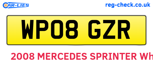 WP08GZR are the vehicle registration plates.