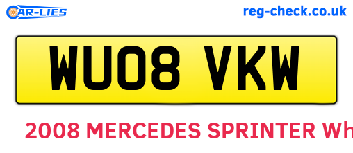 WU08VKW are the vehicle registration plates.