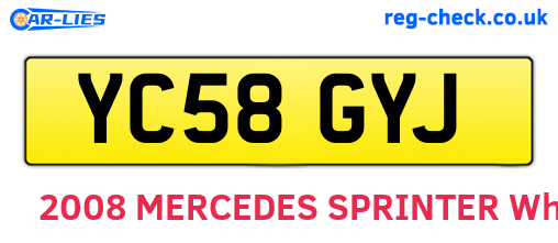 YC58GYJ are the vehicle registration plates.