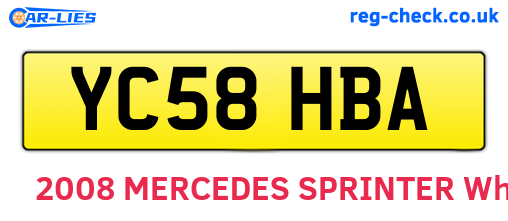 YC58HBA are the vehicle registration plates.