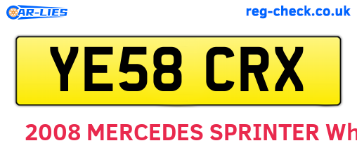 YE58CRX are the vehicle registration plates.