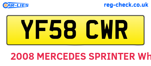 YF58CWR are the vehicle registration plates.