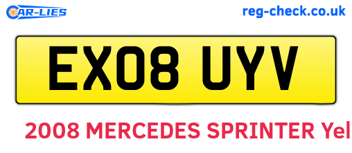 EX08UYV are the vehicle registration plates.