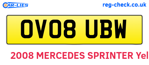 OV08UBW are the vehicle registration plates.