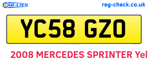 YC58GZO are the vehicle registration plates.