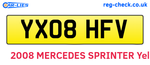 YX08HFV are the vehicle registration plates.