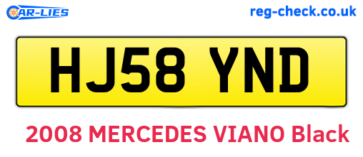 HJ58YND are the vehicle registration plates.