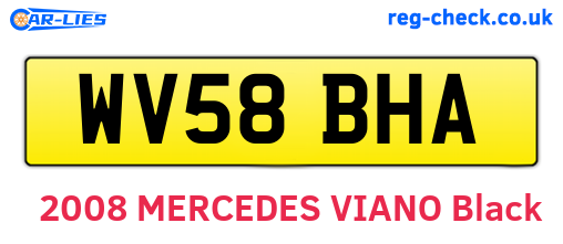WV58BHA are the vehicle registration plates.