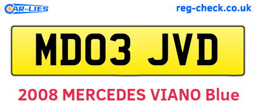 MD03JVD are the vehicle registration plates.