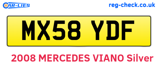 MX58YDF are the vehicle registration plates.