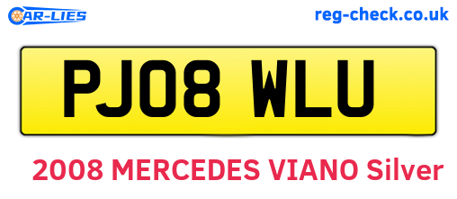 PJ08WLU are the vehicle registration plates.