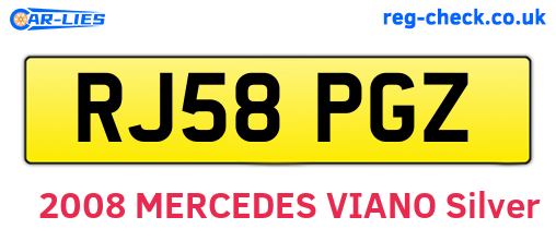 RJ58PGZ are the vehicle registration plates.