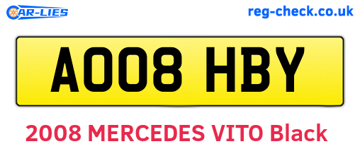 AO08HBY are the vehicle registration plates.