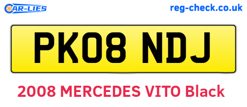 PK08NDJ are the vehicle registration plates.
