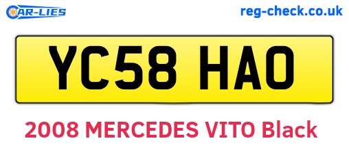 YC58HAO are the vehicle registration plates.
