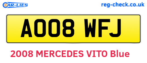AO08WFJ are the vehicle registration plates.