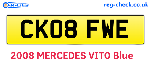 CK08FWE are the vehicle registration plates.