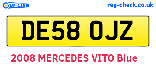 DE58OJZ are the vehicle registration plates.