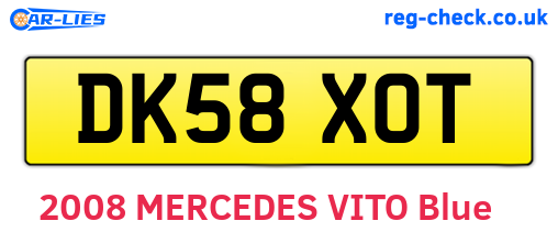 DK58XOT are the vehicle registration plates.