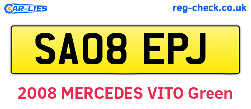 SA08EPJ are the vehicle registration plates.