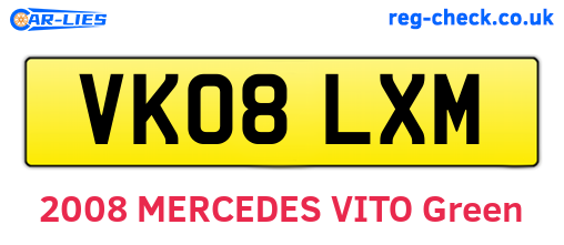 VK08LXM are the vehicle registration plates.