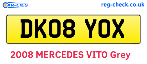 DK08YOX are the vehicle registration plates.