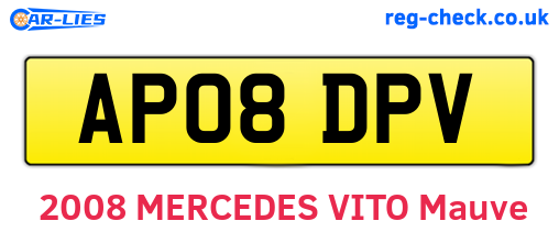 AP08DPV are the vehicle registration plates.