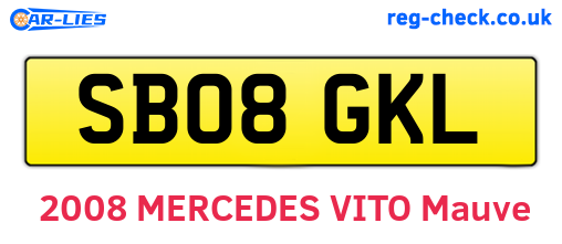 SB08GKL are the vehicle registration plates.