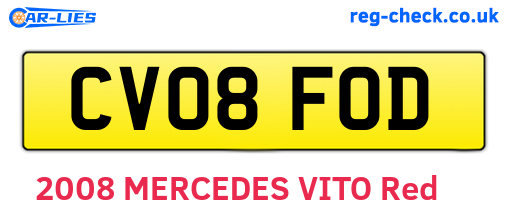 CV08FOD are the vehicle registration plates.