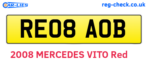 RE08AOB are the vehicle registration plates.