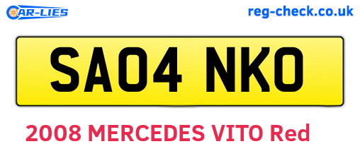 SA04NKO are the vehicle registration plates.