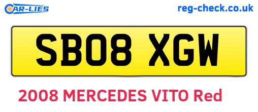 SB08XGW are the vehicle registration plates.