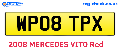 WP08TPX are the vehicle registration plates.