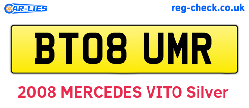 BT08UMR are the vehicle registration plates.