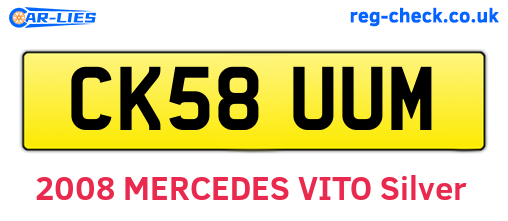 CK58UUM are the vehicle registration plates.
