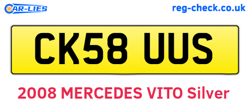 CK58UUS are the vehicle registration plates.