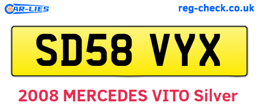 SD58VYX are the vehicle registration plates.