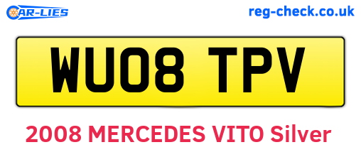 WU08TPV are the vehicle registration plates.