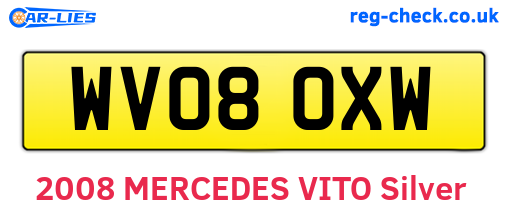WV08OXW are the vehicle registration plates.