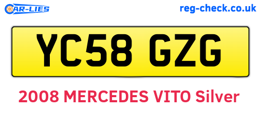 YC58GZG are the vehicle registration plates.