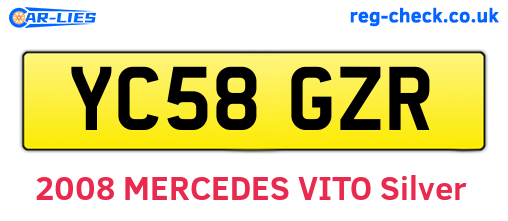 YC58GZR are the vehicle registration plates.