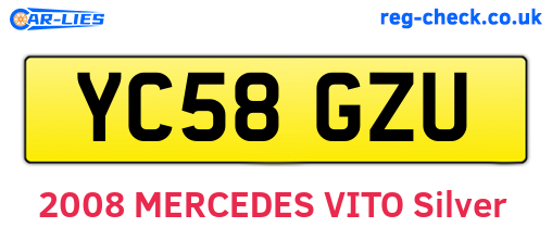 YC58GZU are the vehicle registration plates.
