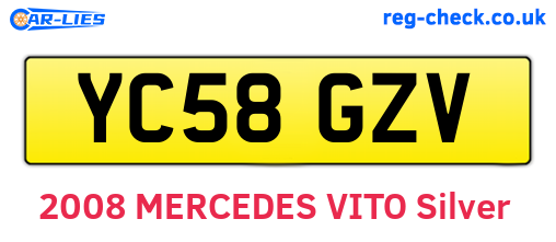 YC58GZV are the vehicle registration plates.