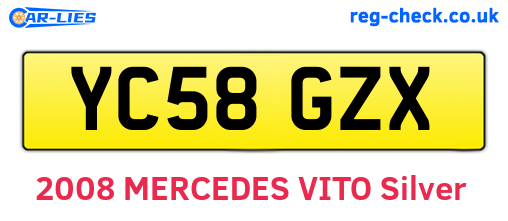 YC58GZX are the vehicle registration plates.